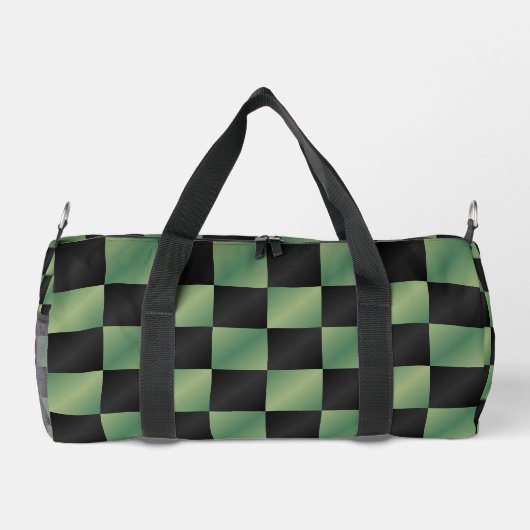 Moderne Olijfgroen Zwarte Gradiënt Geruit Plunjezak (Achterkant)