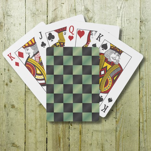 Moderne Olijfgroen Zwarte Gradiënt Geruit Pokerkaarten