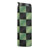 Moderne Olijfgroen Zwarte Gradiënt Geruit Thermosbeker (Geroteerd rechts)
