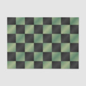 Moderne Olijfgroen Zwarte Gradiënt Geruit Tissuepapier (Voorkant)