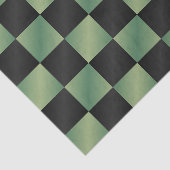 Moderne Olijfgroen Zwarte Gradiënt Geruit Tissuepapier (Detail)