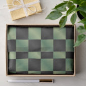 Moderne Olijfgroen Zwarte Gradiënt Geruit Tissuepapier (Geschenk)