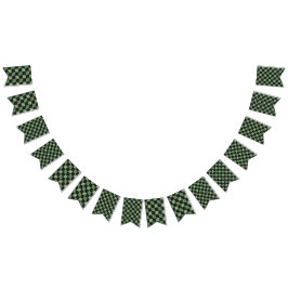 Moderne Olijfgroen Zwarte Gradiënt Geruit Vlaggetjes