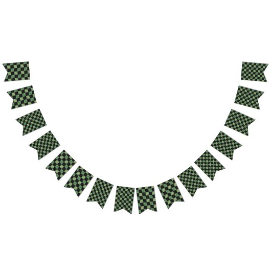 Moderne Olijfgroen Zwarte Gradiënt Geruit Vlaggetjes (Alle)