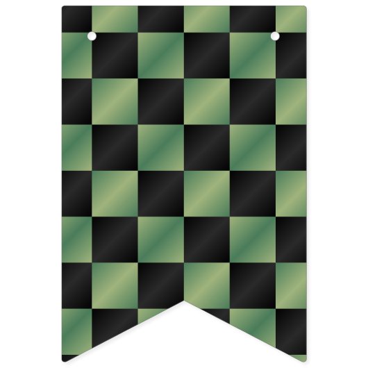 Moderne Olijfgroen Zwarte Gradiënt Geruit Vlaggetjes (Tweede vlag)