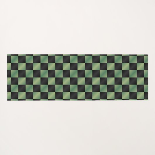Moderne Olijfgroen Zwarte Gradiënt Geruit Yogamat (Achterkant (horizontaal))