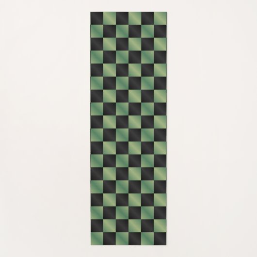 Moderne Olijfgroen Zwarte Gradiënt Geruit Yogamat (Voorkant)