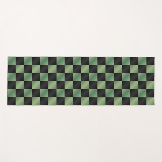 Moderne Olijfgroen Zwarte Gradiënt Geruit Yogamat (Voorkant (horizontaal))