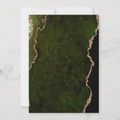 Moderne olijfgroene agaat gouden script bruiloft kaart (Achterkant)
