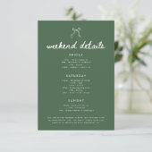 Moderne Olijfgroene Bachelorette-weekenddetails Informatiekaartje (Staand voorkant)