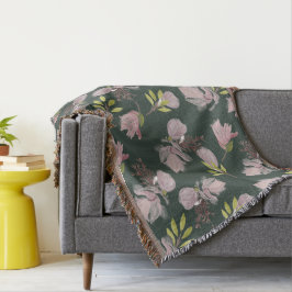 Moderne olijfgroene cozy florale patroon stijlvol deken