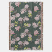 Moderne olijfgroene cozy florale patroon stijlvol deken (Voorkant Verticaal)