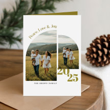 Moderne Olijfgroene Familie Kerstkaart Vouwkaart