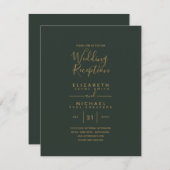Moderne olijfgroene goedkope gouden bruiloftsrecep kaart (Voorkant / Achterkant)
