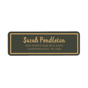 Moderne olijfgroene gouden kwast letters etiket