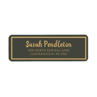 Moderne olijfgroene gouden kwast letters etiket