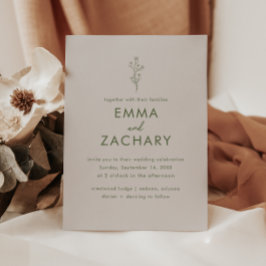 Moderne Olijfgroene & Grijze Bruiloft Kaart