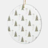 Moderne olijfgroene kerstbomen en -bogen keramisch ornament (Links)