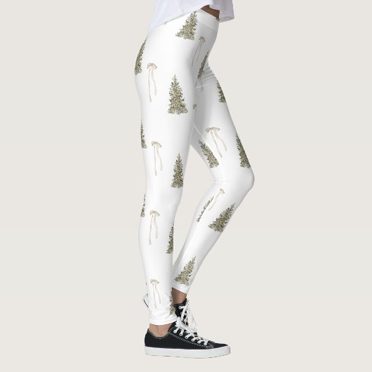 Moderne olijfgroene kerstbomen en -bogen leggings