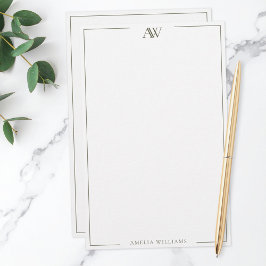 Moderne olijfgroene minimalistische elegante monog briefpapier
