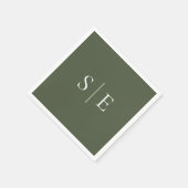 Moderne Olijfgroene Monogram Minimalist Servet (Hoek)