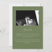Moderne Olijfgroene 'Net Getrouwd' Foto Vluchten Aankondiging (Achterkant)
