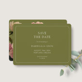 Moderne Olijfgroene Roos Save the Date Kaart