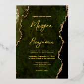 Moderne olijfgroene scriptie bruiloft folie uitnodiging (Voorkant)