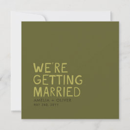 Moderne olijfgroene typografie | Krachtige gestree Save The Date