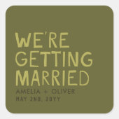 Moderne olijfgroene typografie | Krachtige gestree Vierkante Sticker (Voorkant)