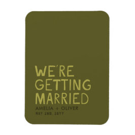 Moderne olijfgroene typografie | Vet gestreepte ru Magneet