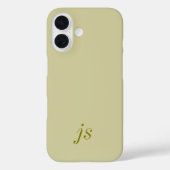 Moderne olijfgroene witte monogramnaam Case-Mate iPhone case (Achterkant)