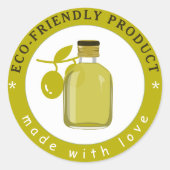 Moderne Olijfolie Groene Fles Branch Verpakking Ronde Sticker (Voorkant)