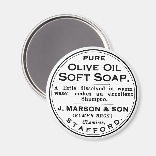 Moderne  olijfolie - zeep en badkamer magneet (Voorkant / Achterkant)
