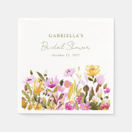 Moderne Olijfroze Waterverf Floral Vrijgezellenfee Servet