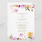 Moderne Olijfroze Waterverf Floral Wedding Kaart (Voorkant / Achterkant)