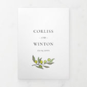 Moderne olijftak Alles bij één bruiloft Drieluik Uitnodiging (Cover)