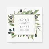 Moderne Olijftak Bruiloft Servet (Voorkant)