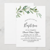 Moderne Olijftak doop uitnodiging (Voorkant / Achterkant)