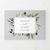 Moderne Olijftak grijze foto's in één keer Drieluik Uitnodiging (Cover)