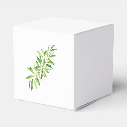 Moderne olijftak groen dank u bedankdoosjes (Achterkant)