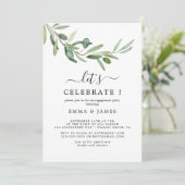 Moderne Olijftak "Laten we Feesten" Uitnodiging (Staand voorkant)