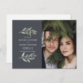 Moderne olijftak loof foto opslaan van de datum feestdagenkaart (Voorkant / Achterkant)