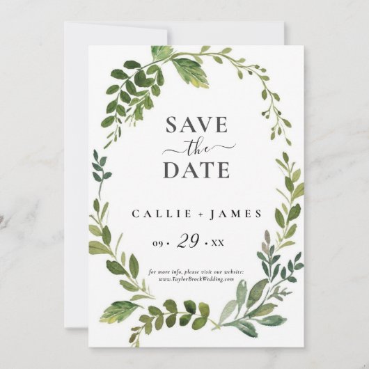Moderne Olijftak Save the Date Kaart (Voorkant)
