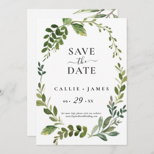 Moderne Olijftak Save the Date Kaart (Voorkant / Achterkant)