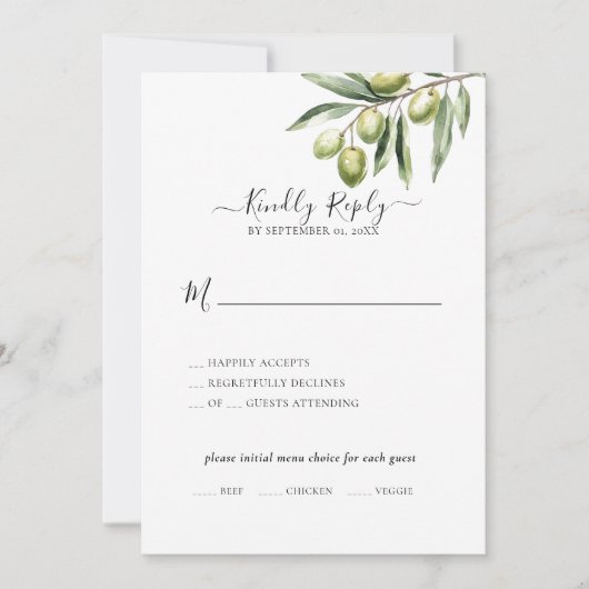 Moderne Olijftak Save the Date Kaart (Voorkant)