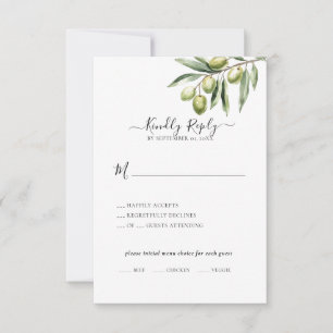 Moderne Olijftak Save the Date RSVP Kaartje