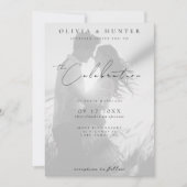 Moderne Olijftak Zwart-wit foto bruiloft Kaart (Voorkant)