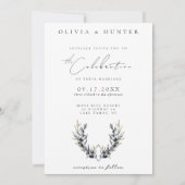 Moderne Olijftak Zwart-wit foto bruiloft Kaart (Achterkant)