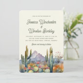 Moderne Olijfwoestijn Cactus Landschap Wedding Kaart (Staand voorkant)